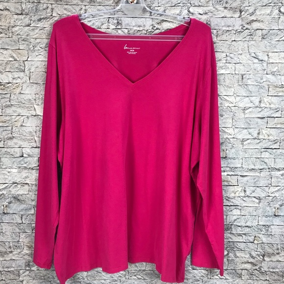 Lane Bryant 26/28 Long Sleeve V-neck Pink T-Shirt - Picture 2 of 16